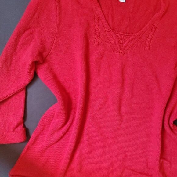 Coldwater creek red knit sweater - Picture 4 of 9